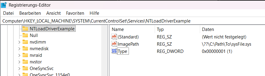 NT Load Driver Registry