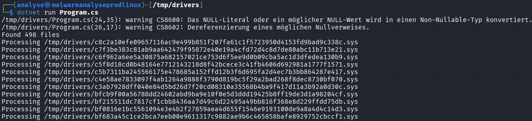 Driver Import Processor Output